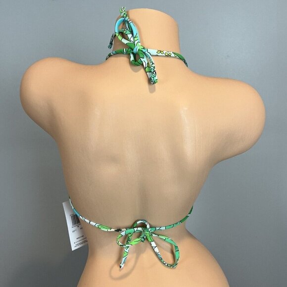 Hurley Wild Bloom Reversible Triangle Bikini Top Size Medium Green Blue NWT - Picture 9 of 15